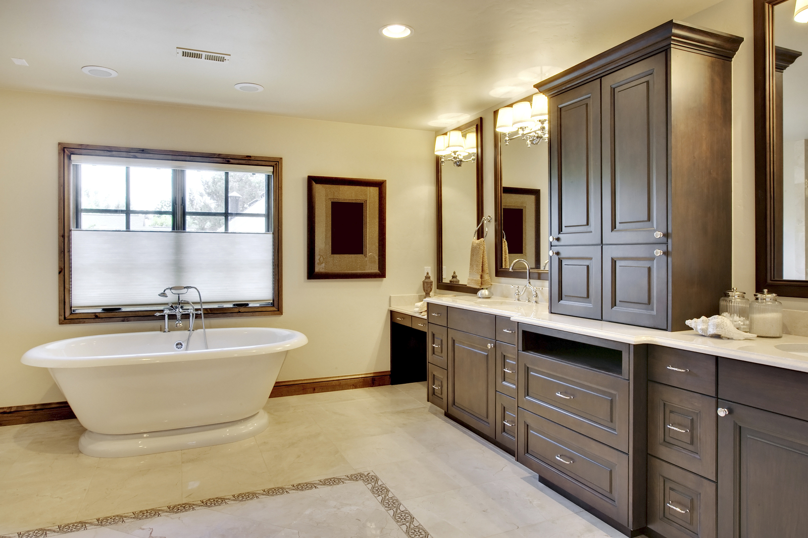 white and brown aesthetic bathroom combination