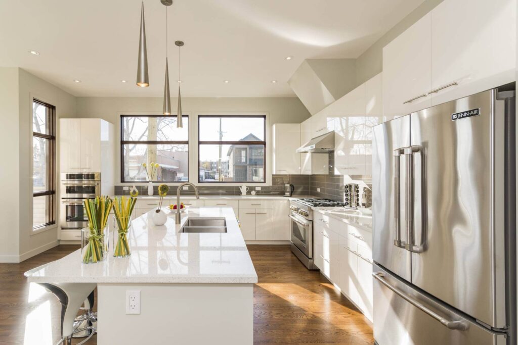 a remodeled modern kitchen by a kitchen remodeling companies